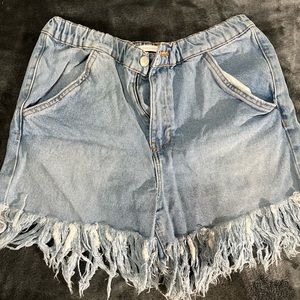 Zara ripped high waist denim shorts
